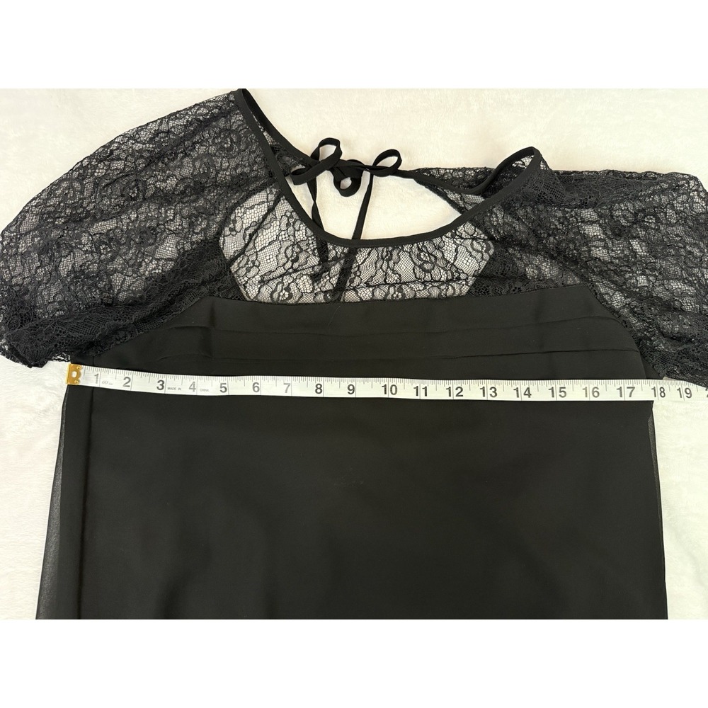 BCBGeneration Black Lace Dress Small Sheer Sleeve Mini Shift Cocktail Romantic - Picture 5 of 12